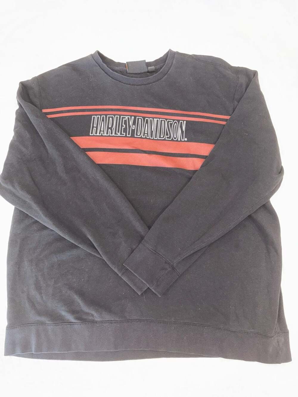 Harley-Davidson Men’s 2XL Black Red Stripe Logo Crewneck Sweatshirt